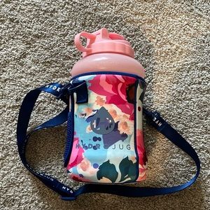 Pink HydroJug with floral insulating sleeve
